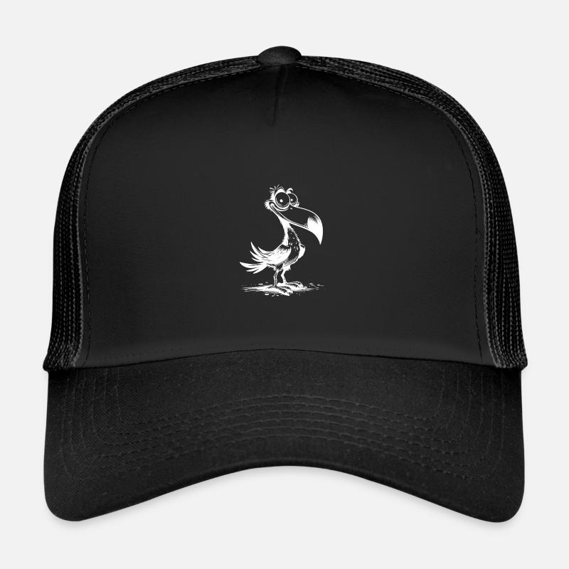 Schräger Vogel Schnabel trifft große Augen - Trucker Cap - Schwarz/Schwarz