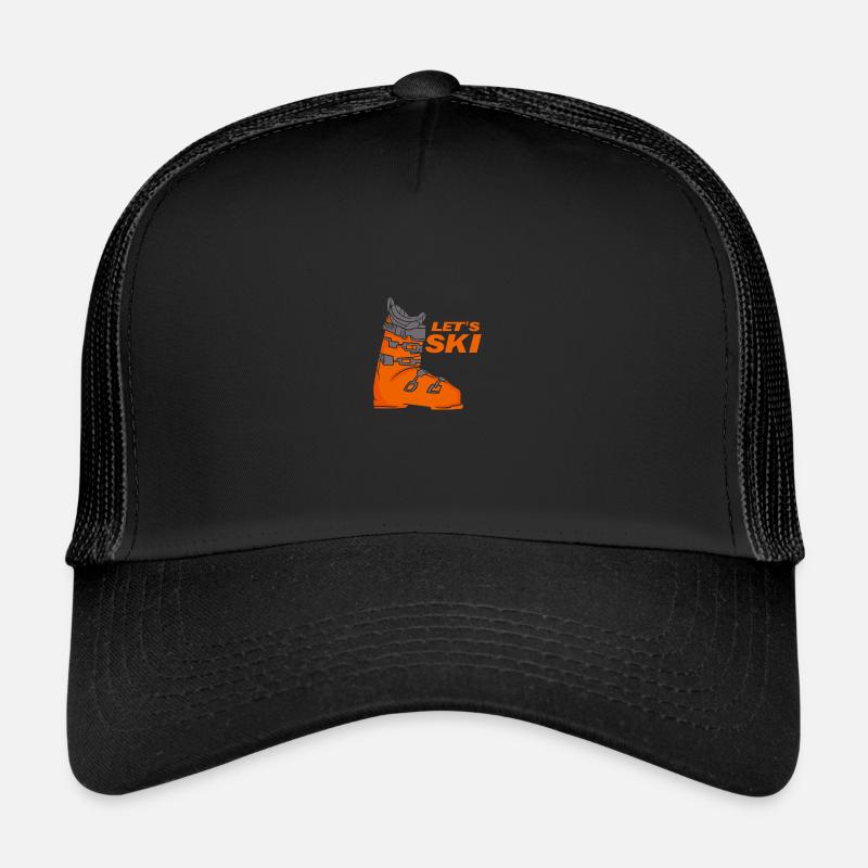 Let's Ski Retro Ski Boot Ski Instructor Ski Gift Trucker Cap