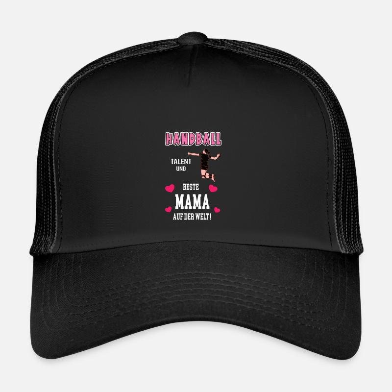 Handballer Mama Handball Bester Mutter Geburtstag - Trucker Cap - Schwarz/Schwarz