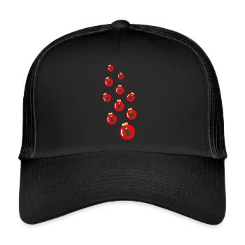Wilde Weihnachtskugeln mit Weihnachtsbäumen. - Trucker Cap - Schwarz/Schwarz - Vorne