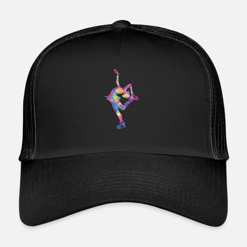 Eisläufer Silouette Aquarell - Trucker Cap - Schwarz/Schwarz