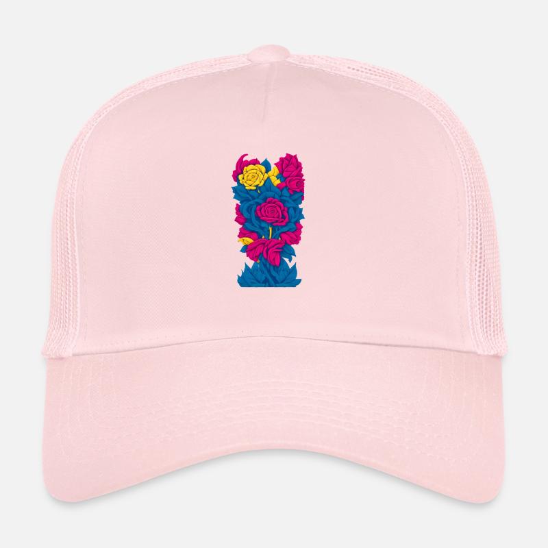 Fleurs (bleu, rouge, jaune) Casquette trucker 