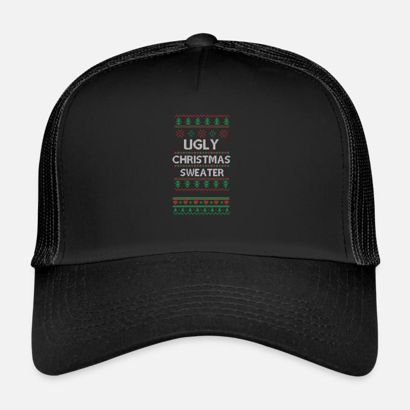 Hässliches Weihnachtsdesign Pixel Art - Trucker Cap - Schwarz/Schwarz