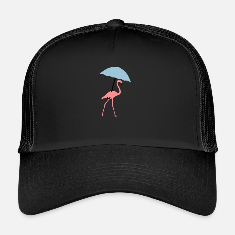 Flamingo with umbrella or parasol Trucker Cap