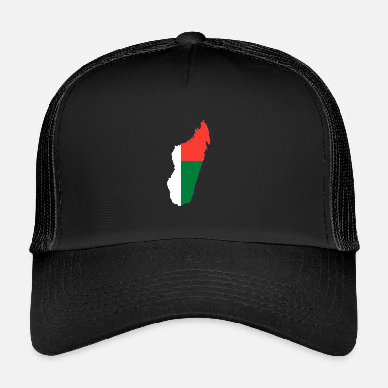 Madagascar carte drapeau drapeau - Casquette trucker  - noir/noir