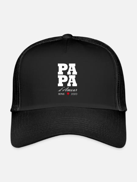 Papa d amour depuis 2020 - Casquette trucker  - noir/noir - Devant