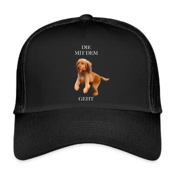 Die mit dem Hund geht/ Cocker Spaniel - Trucker Cap - Schwarz/Schwarz - Vorne