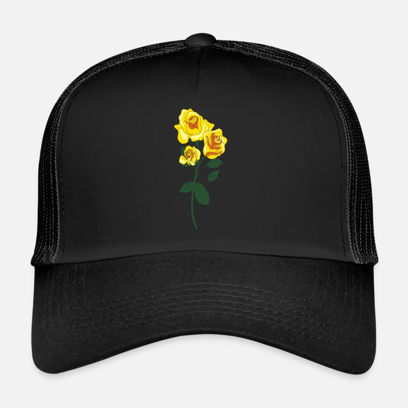 rose jaune - Casquette trucker  - noir/noir