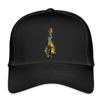 E guitar guitarist band gift - Trucker Cap - black/black - Front