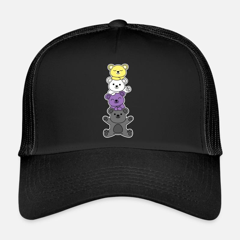 Conception d’ours de drapeau non binaire pour de fiers enbys Casquette trucker 