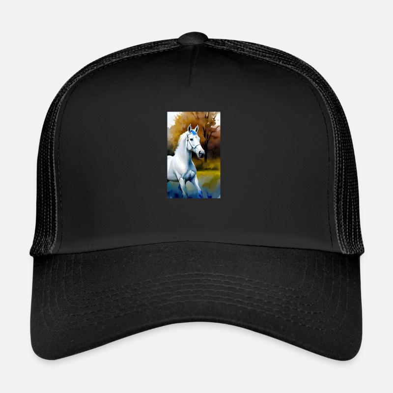 Pferd | reiten | Tier | Reittier | Bunt - Trucker Cap - Schwarz/Schwarz