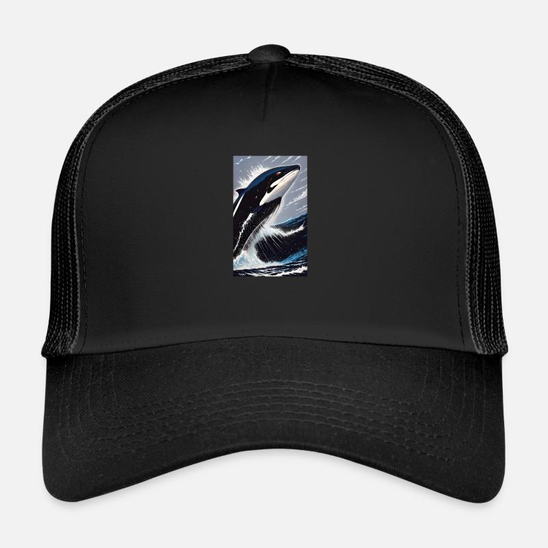 Orca | Wal | Killerwal | Meerestier | Ozean - Trucker Cap - Schwarz/Schwarz