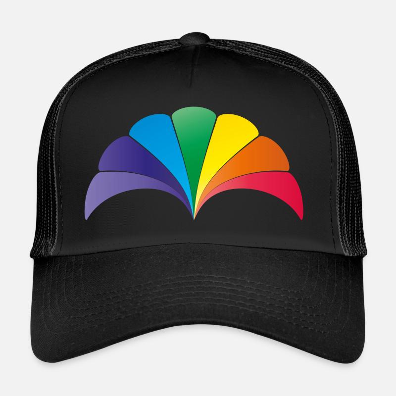 Regenbogen Muschelbogen - Trucker Cap - Schwarz/Schwarz