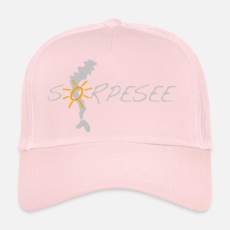Sorpesee silber, mit Silhouette und Sonne Trucker Cap