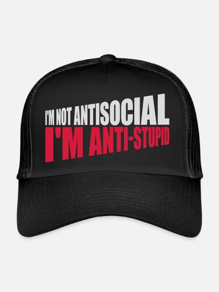 not antisocial anti stupid - Trucker Cap - black/black - Front