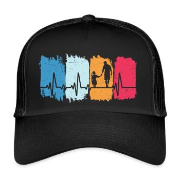 Retro geschenk papa und tochter, vater und tochter - Trucker Cap - Schwarz/Schwarz - Vorne