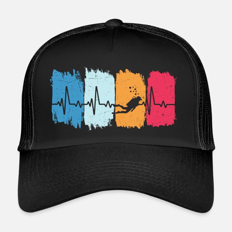 Diving Retro Heartbeat Diver Trucker Cap
