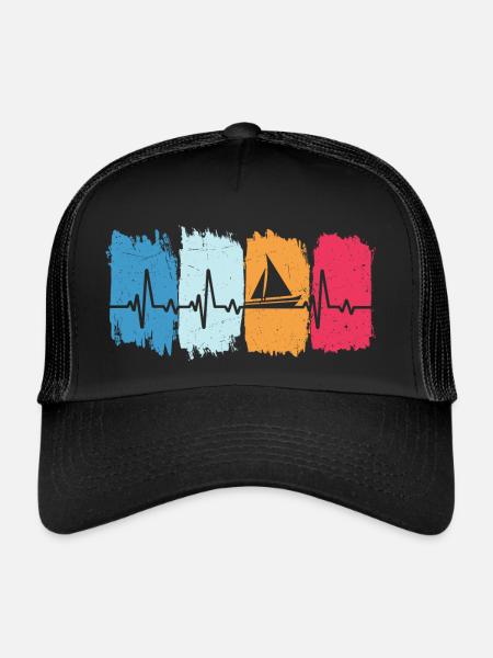 Voile Sailor Retro Heartbeat Voilier - Casquette trucker  - noir/noir - Devant