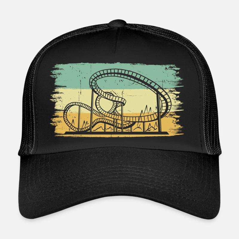 Theme Park Retro Amusement Park Vintage Roller Coa - Trucker Cap - Schwarz/Schwarz