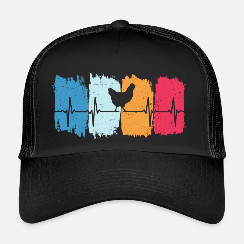 chickens chicken retro heartbeat farmer chickens, we Trucker Cap