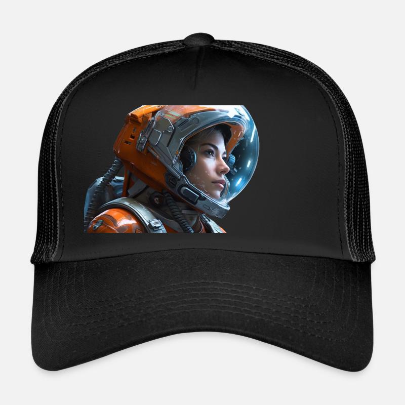 Astronautin - Trucker Cap - Schwarz/Schwarz