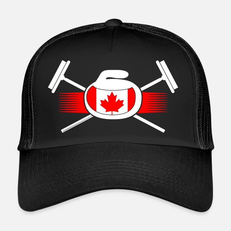 Curling Pierre de curling Canada Curler Curling drapeau canadien Curling Casquette trucker 