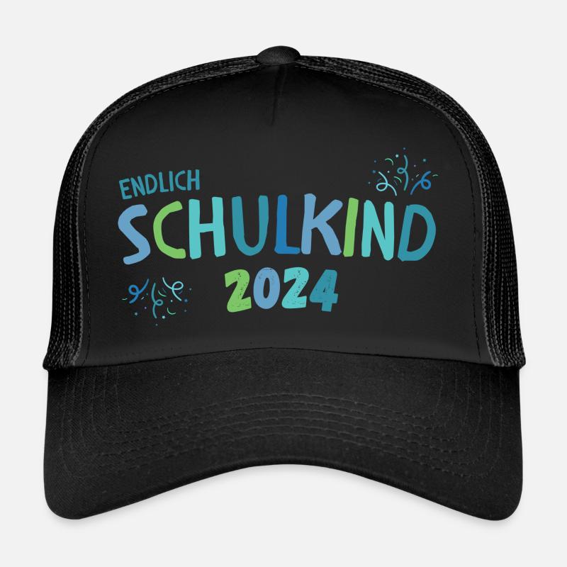 Cadeau de garçon d’inscription à l’école en bleu et vert Casquette trucker 