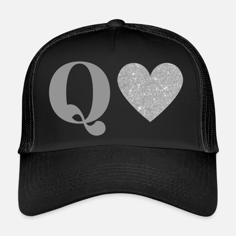Silver Heart Q Letter Trucker Cap
