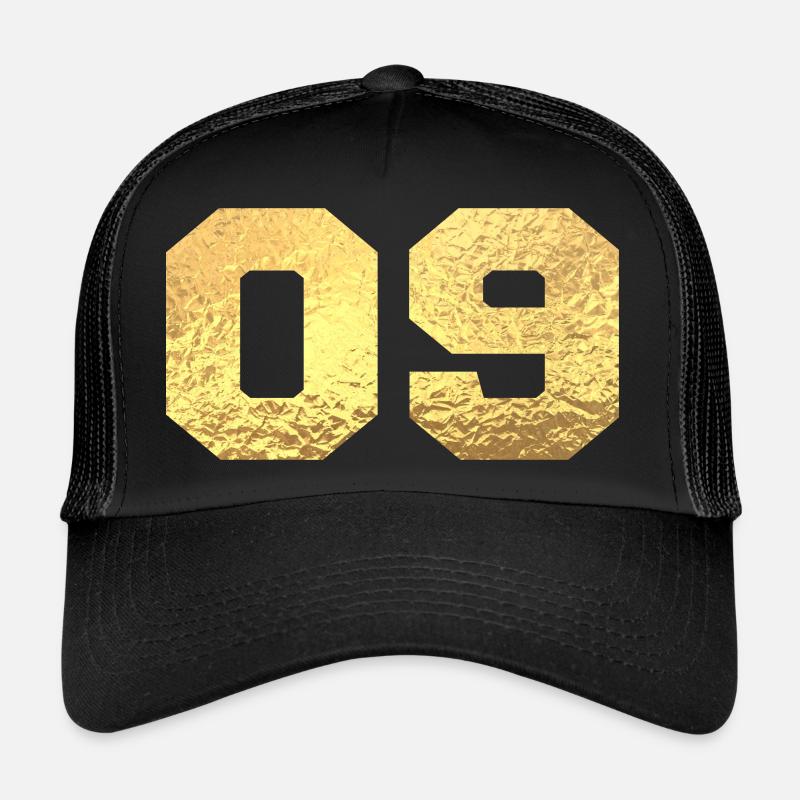 Numéro 9 paillettes doré - 9e anniversaire - Casquette trucker - noir/noir