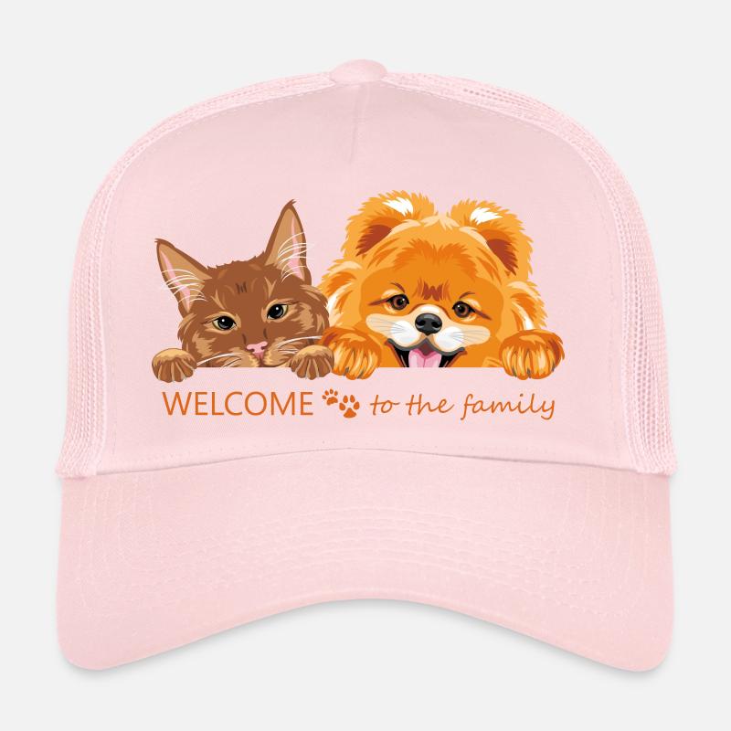 Chat roux et chien de Poméranie Casquette trucker 