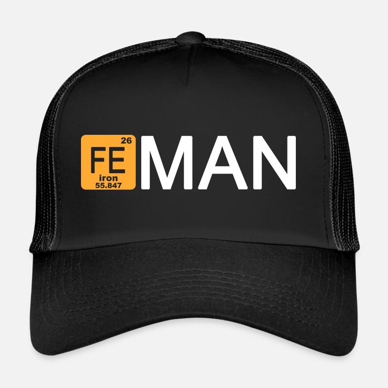 Fe Man Marathon Science Funny - Trucker Cap - black/black