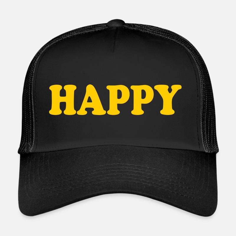 Happy - Trucker Cap - Schwarz/Schwarz