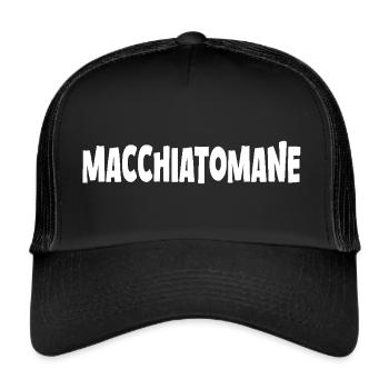 Café latte Dicton Funny Macchiatomane - Casquette trucker  - noir/noir - Devant