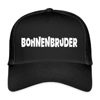 Kaffee Motive Bohnenbruder für Kaffeeliebe - Trucker Cap - Schwarz/Schwarz - Vorne