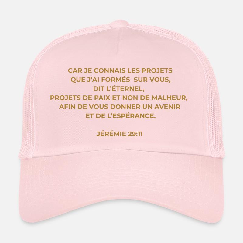 JÉRÉMIE 29 : 11 VERSET DE LA BIBLE - Version Or Casquette trucker 