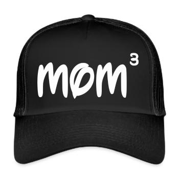 mom drillinge dog mama baby eltern supermom wife - Trucker Cap - Schwarz/Schwarz - Vorne