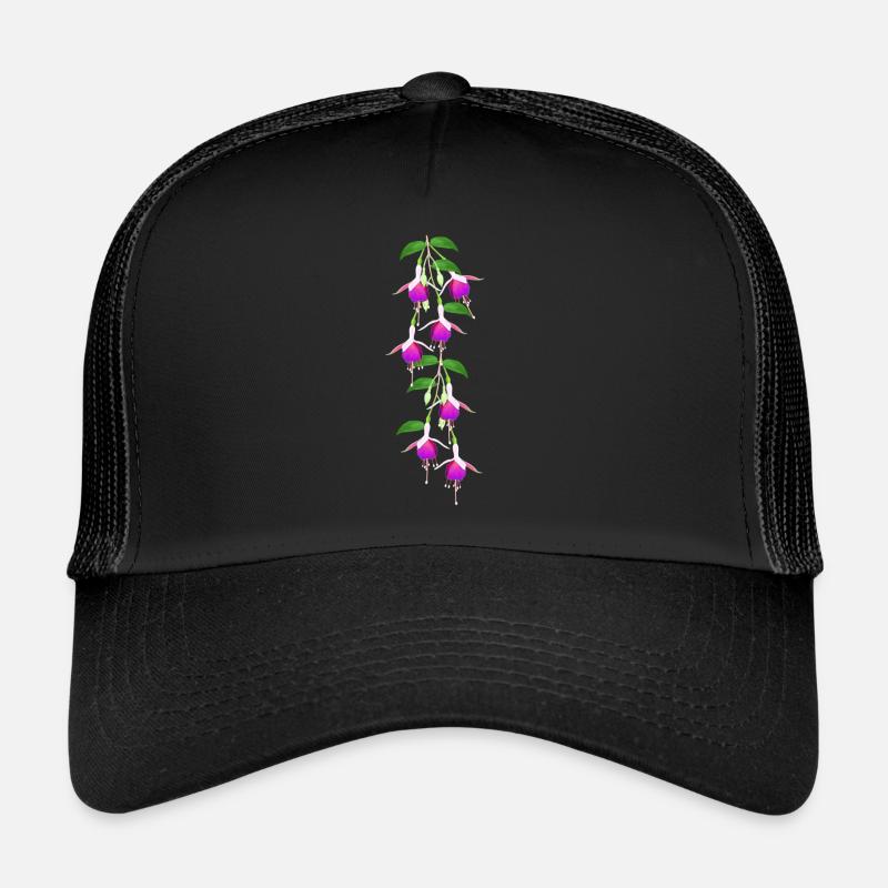 Fuchsia, Blüten - Trucker Cap - Schwarz/Schwarz