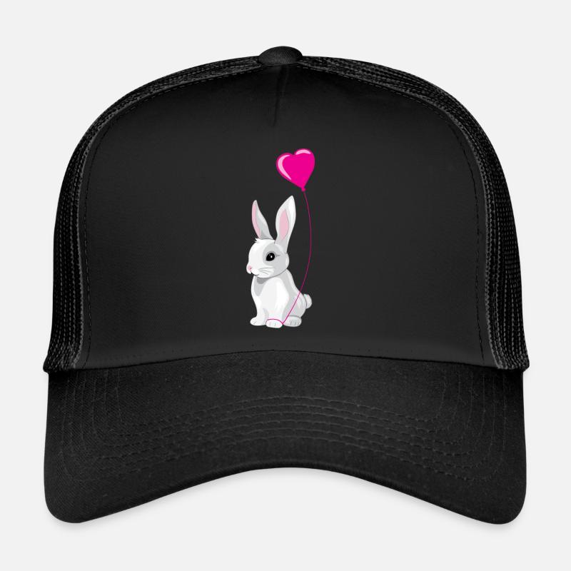 Mignon lapin heureux avec ballon rose Casquette trucker 