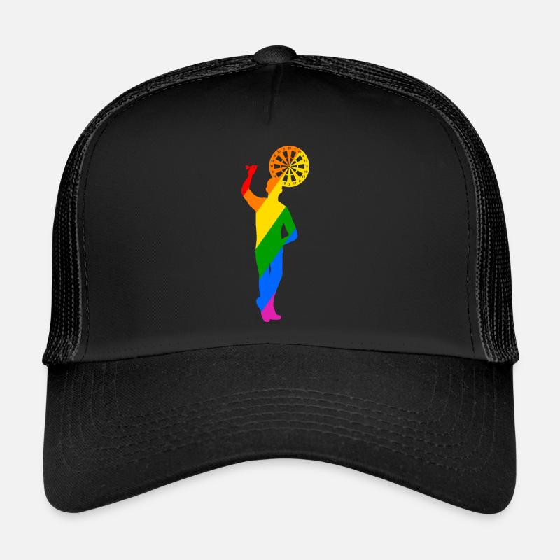 bunter Dartspieler Wurf mit Links Trucker Cap