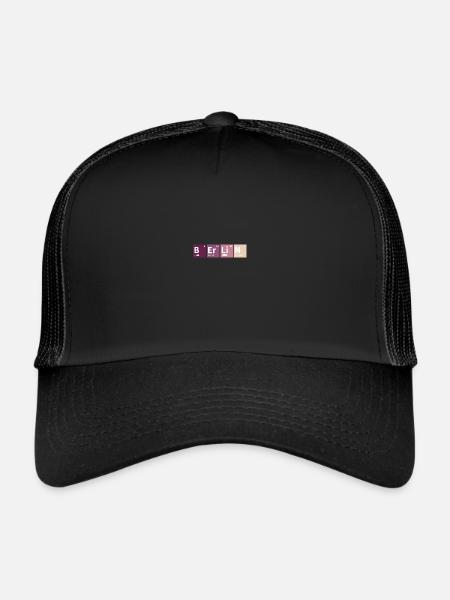Berlin periodic table colored - Trucker Cap - black/black - Front