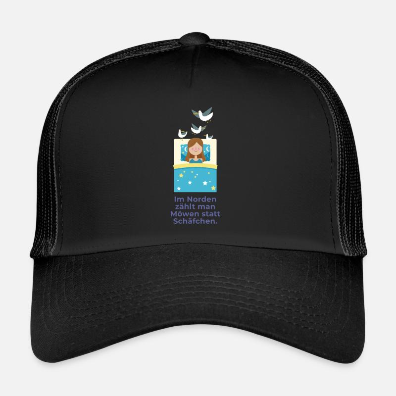 Im Norden zählt man Möwen statt Schäfchen - Trucker Cap - Schwarz/Schwarz