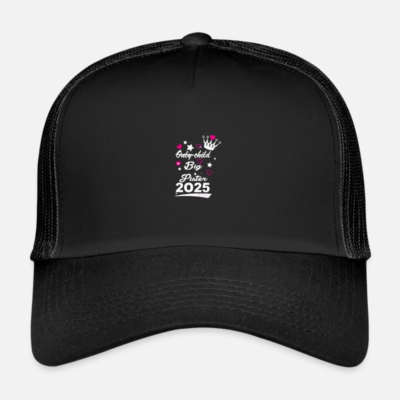Kein Einzelkind mehr werdende große Schwester 2025 - Trucker Cap - Schwarz/Schwarz