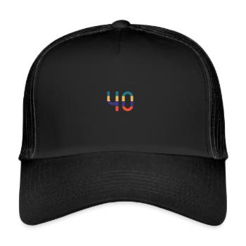 Die Zahl 40 - Trucker Cap - Schwarz/Schwarz - Vorne