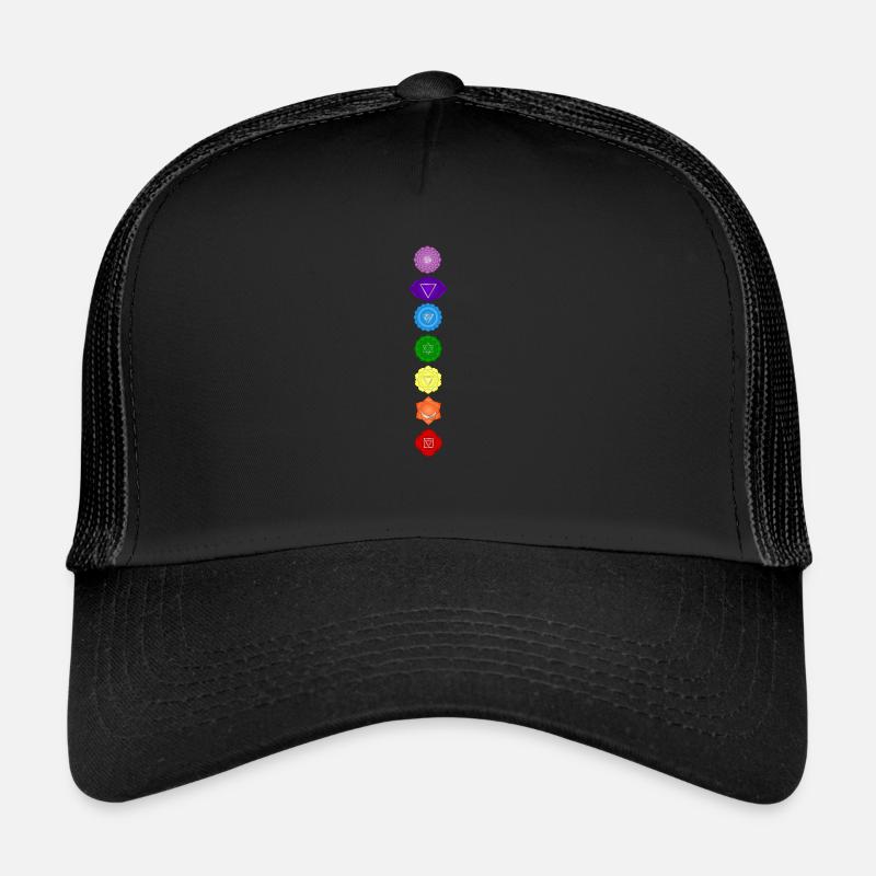 Chakra symbols - Trucker Cap - black/black