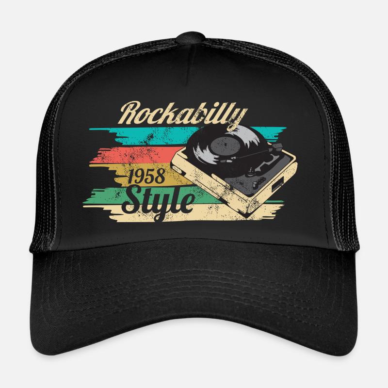 Rockabilly 50er - Trucker Cap - Schwarz/Schwarz