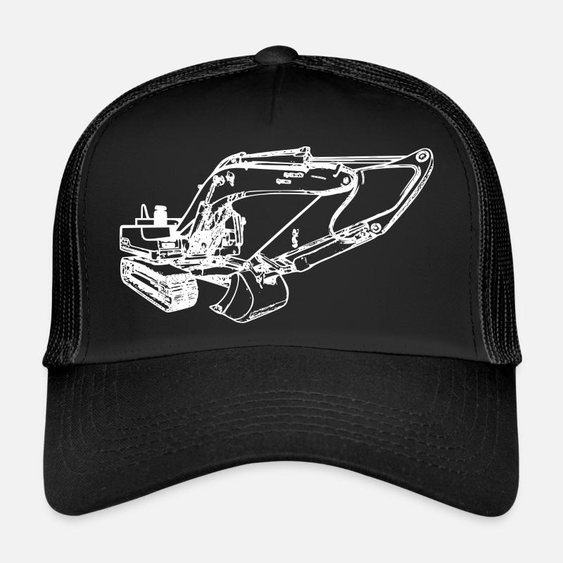 Bagger Kettenbagger Schaufelbagger weiß Trucker Cap