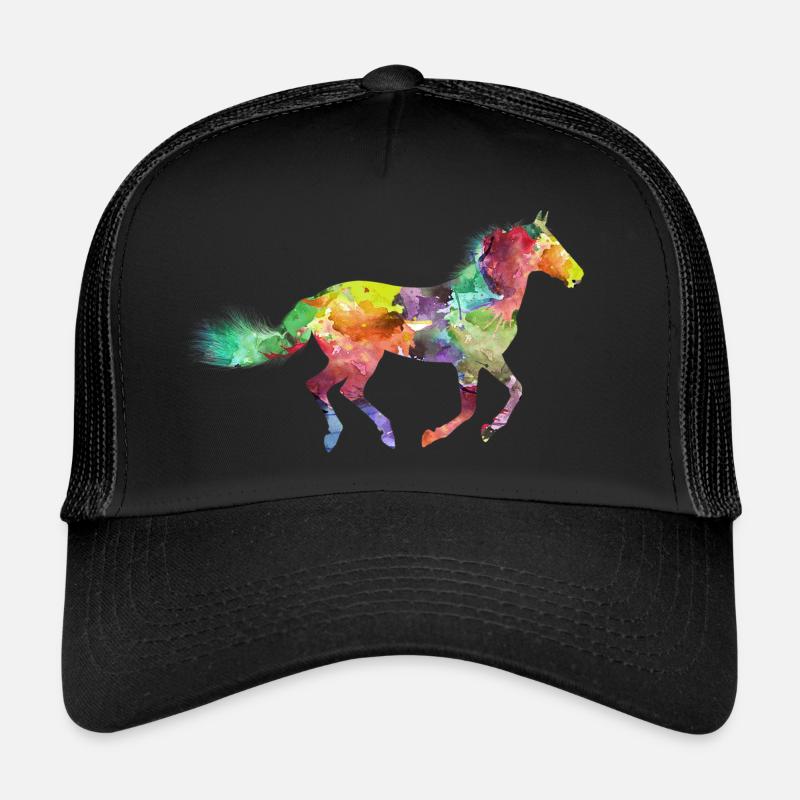 Arc-en-ciel design de cheval comme idée cadeau - Casquette trucker  - noir/noir