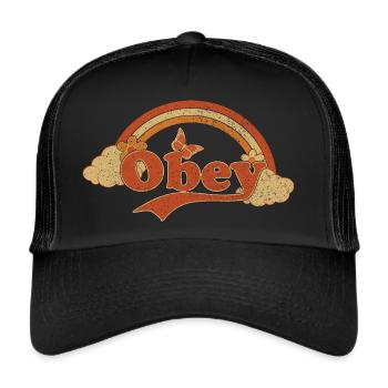 Vintage Obey Sarkasms Regenbogen Typografie - Trucker Cap - Schwarz/Schwarz - Vorne