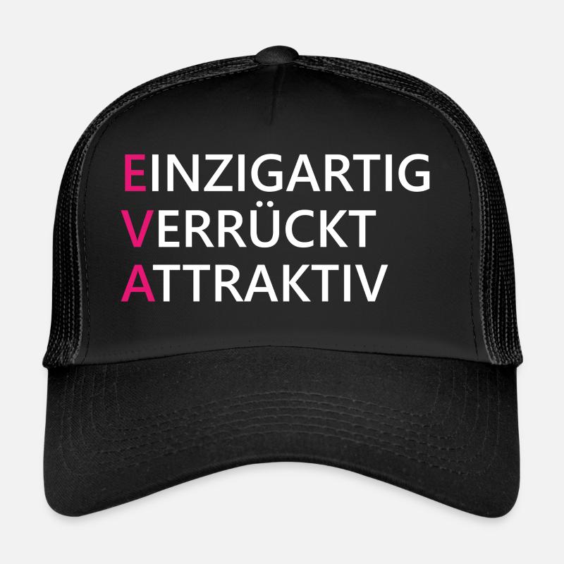 Eva Name Geschenk - Trucker Cap - Schwarz/Schwarz