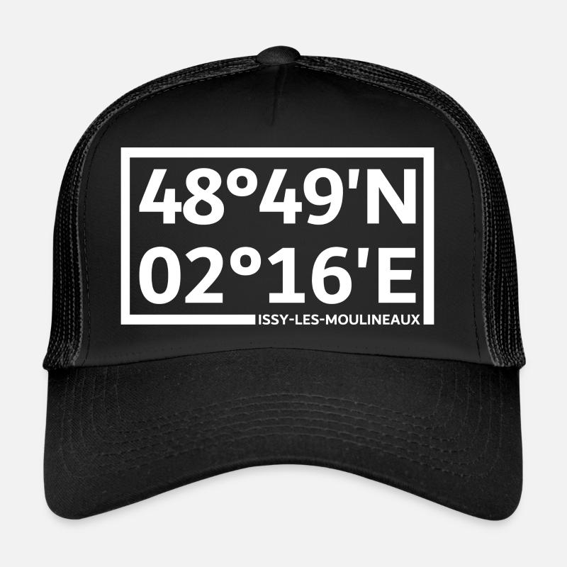 Coordonnées d’Issy-les-Moulineaux - Casquette trucker  - noir/noir